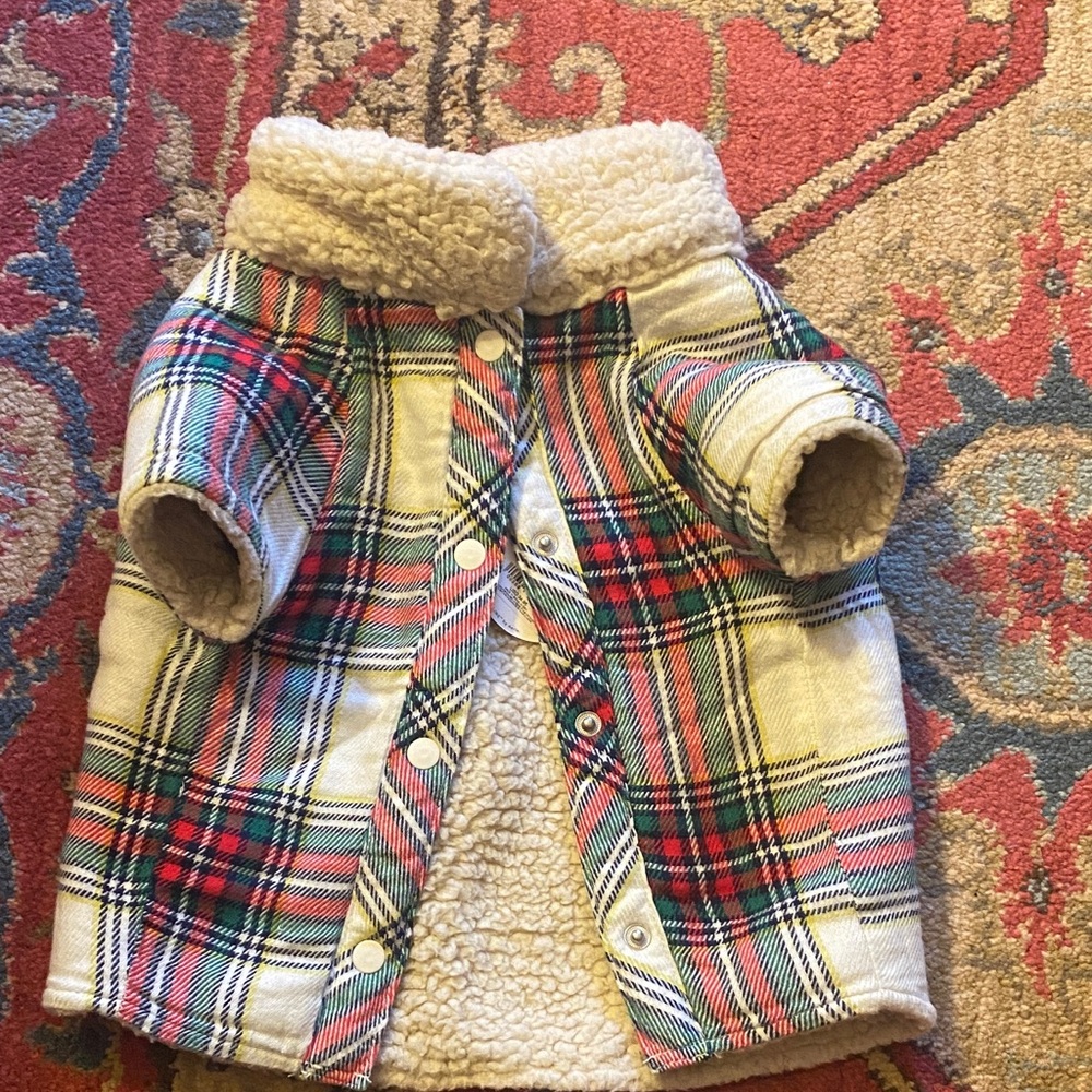 Aerie OffLine Plaid Dog flannel shirt with Sherpa Lining